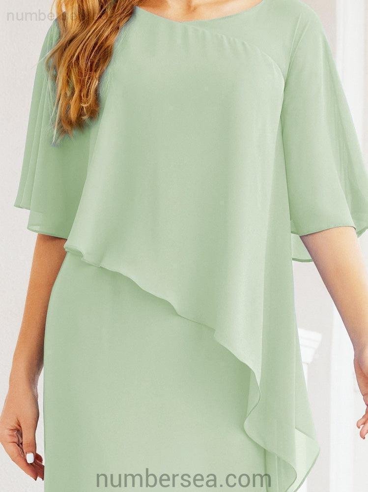 Robe de soirée formelle longue pour mère de la mariée avec cape à volants 28026