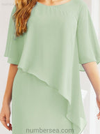 Robe de soirée formelle longue pour mère de la mariée avec cape à volants 28026
