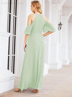 Robe de demoiselle d'honneur asymétrique, robe de soirée longue formelle ligne A 28074