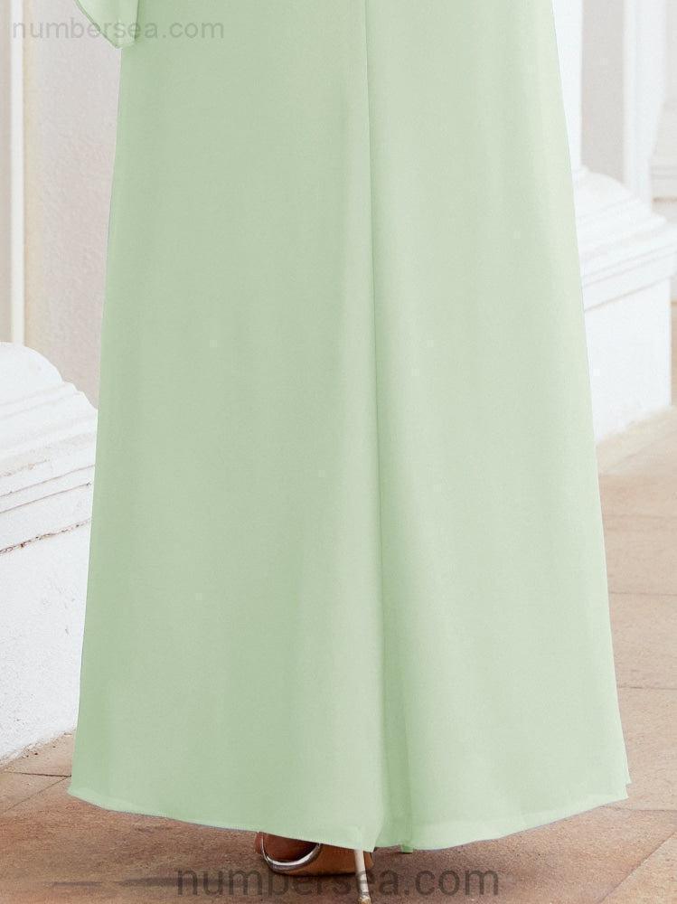 Robe de soirée formelle longue pour mère de la mariée avec cape à volants 28026