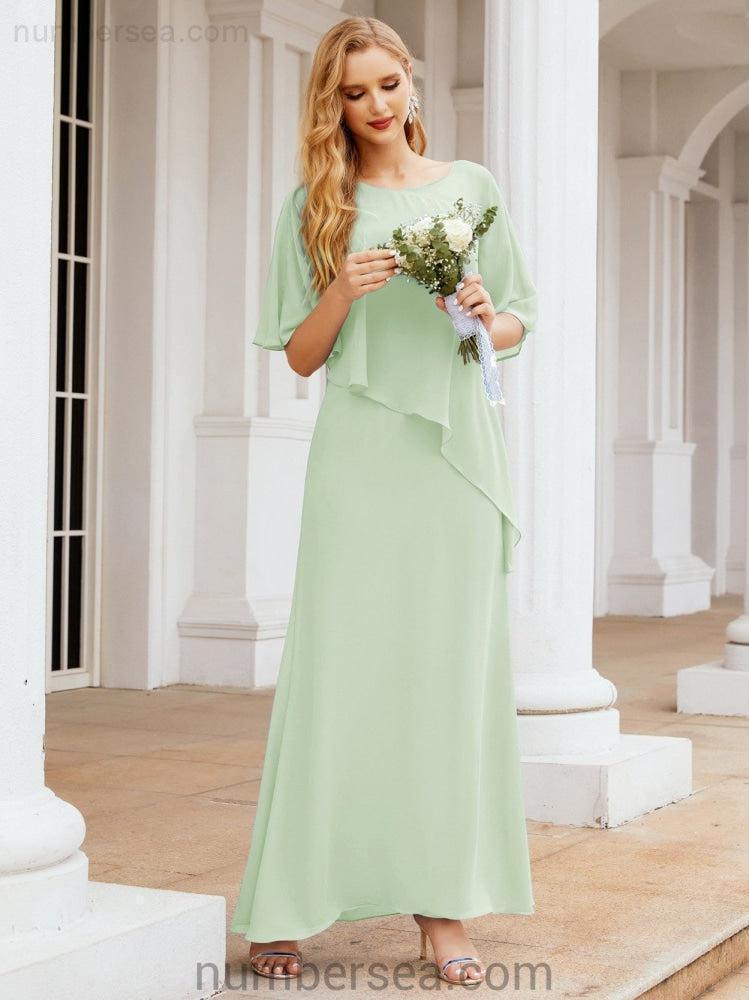 Robe de soirée formelle longue pour mère de la mariée avec cape à volants 28026