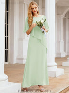 Robe de soirée formelle longue pour mère de la mariée avec cape à volants 28026