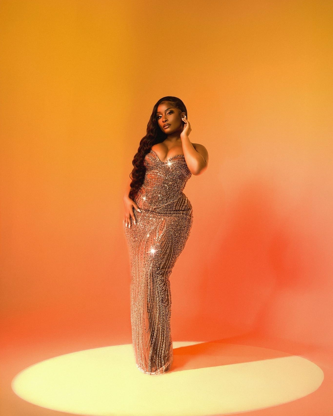 Rose Gold Radiance Hand Beaded Mermaid Evening Gown With Sweetheart Neckline