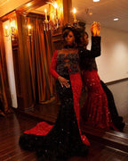 Deep Military Green Prom Dress With African Geometric Embroidery And Asymmetric