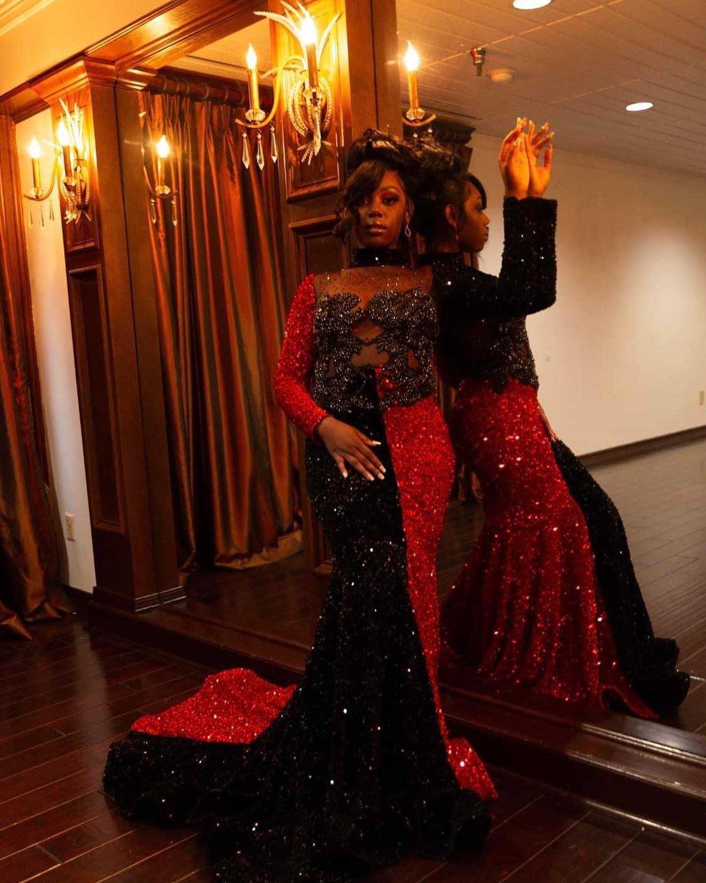 Deep Military Green Prom Dress With African Geometric Embroidery And Asymmetric