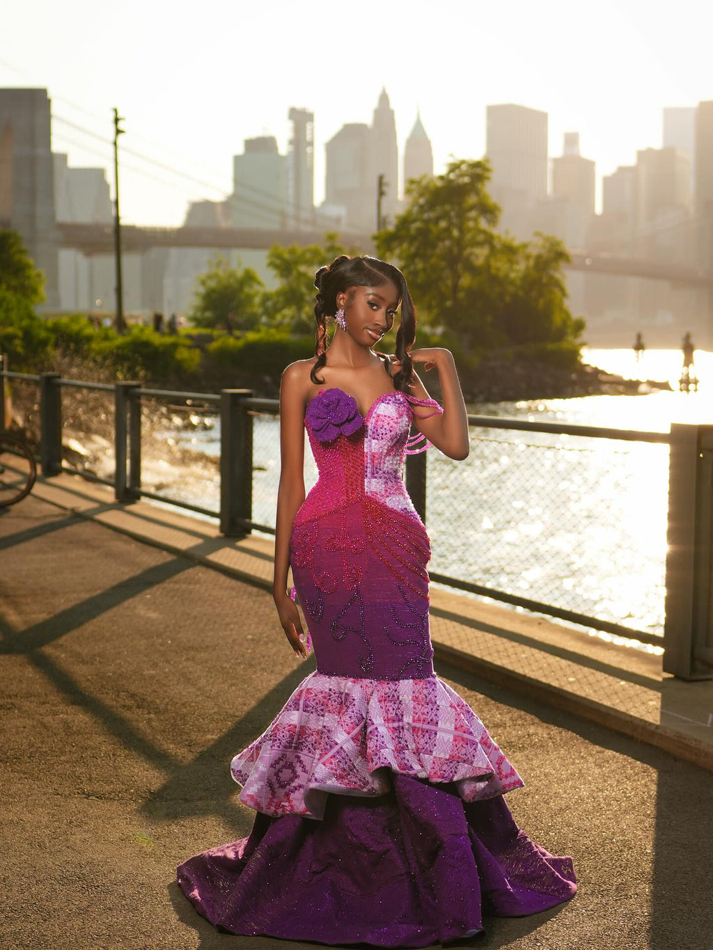Magenta And Royal Purple Mermaid Prom Dress With Heritage Inspired Ruffle