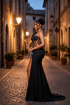 One Shoulder Long Sleeve Mermaid Prom Dress With Beading Custom Colors