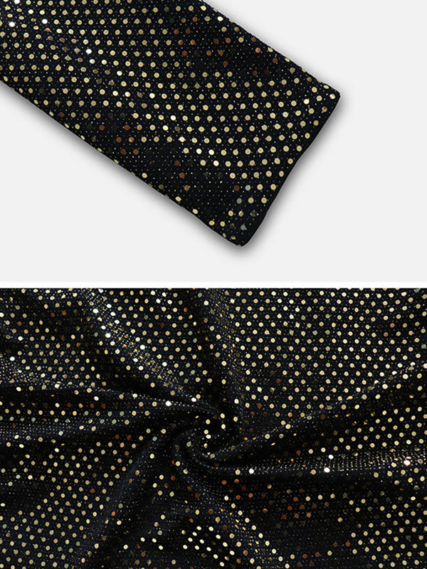 Lange Ärmel, schmal, mit Pailletten besetzt, mit Schlitz, V-Ausschnitt, Abendkleider, Minikleider 