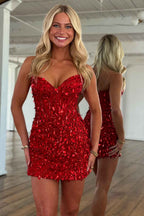 Sparkly Gold Mermaid Sequins Sweetheart Long Corset Prom Dress with Slit