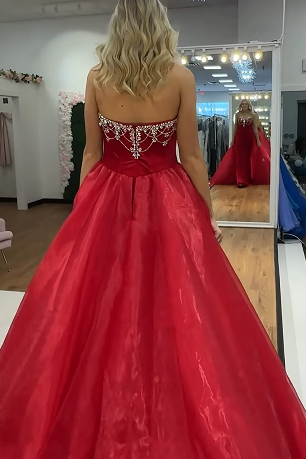 Sparkly White Strapless Satin Mermaid Prom Dress With Beading