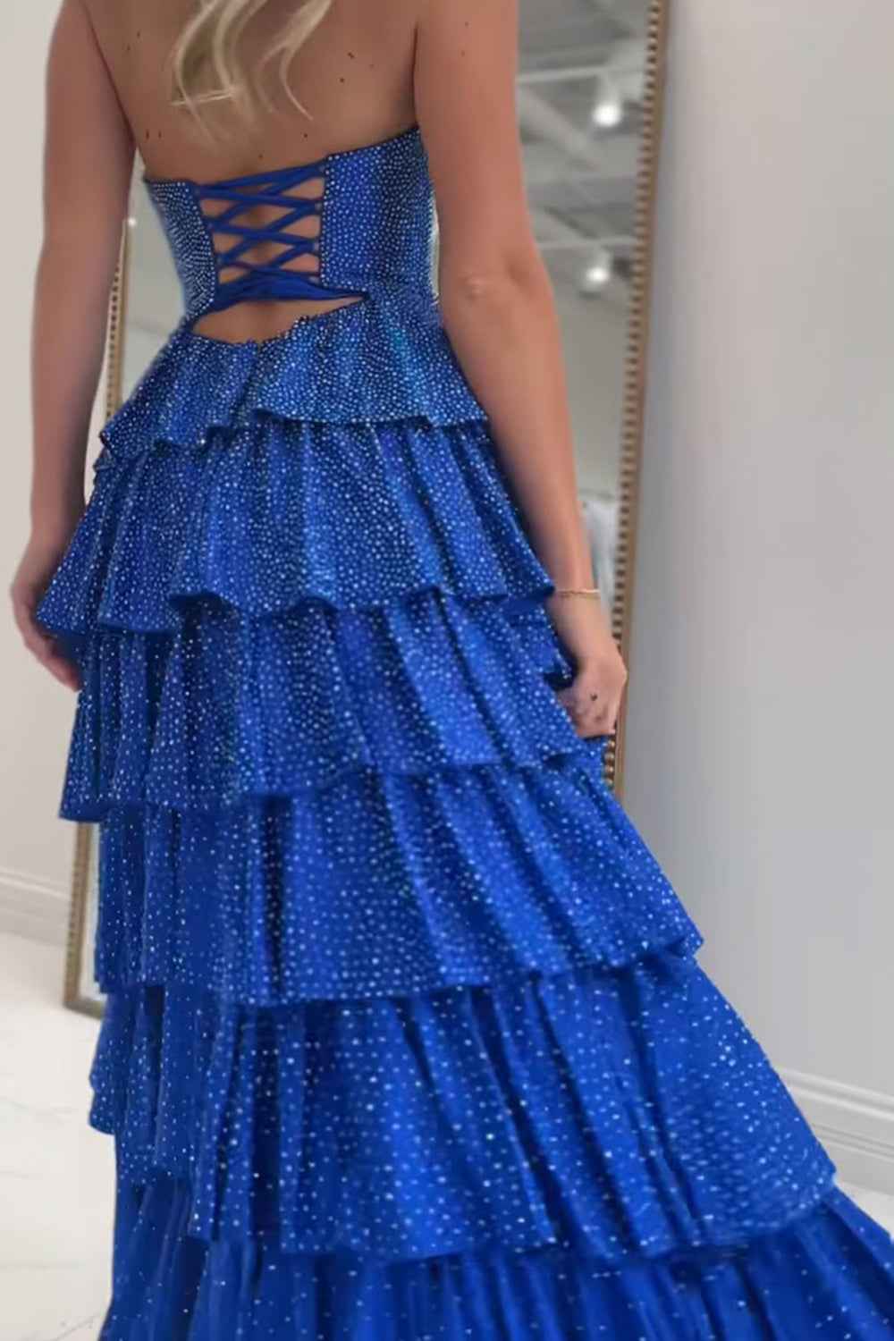 Sparkly Yellow Satin A Line Long Prom Dress With Beading And Cut Outs