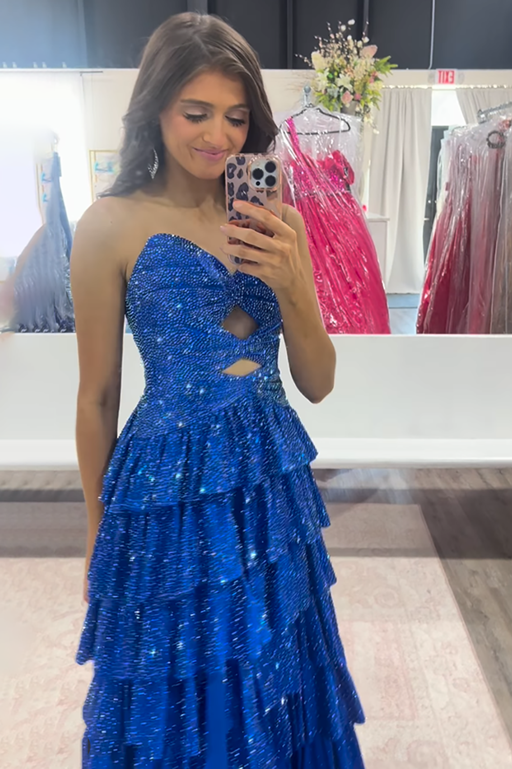 Sparkly Yellow Satin A Line Long Prom Dress With Beading And Cut Outs