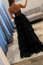 Fuchsia A-Line Sweetheart Chiffon Evening Gown With Cut Out And Slit