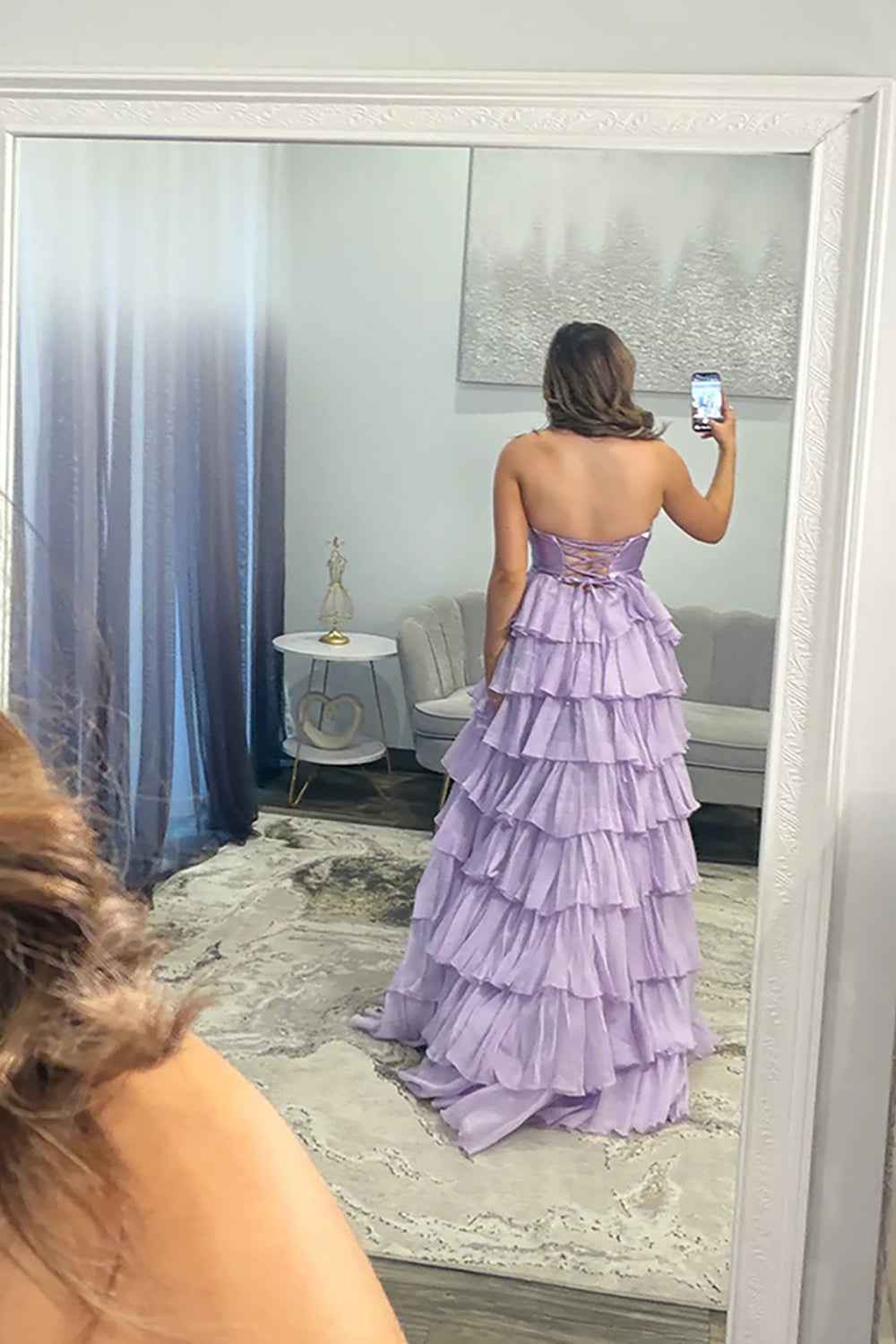 Fuchsia A-Line Sweetheart Chiffon Evening Gown With Cut Out And Slit