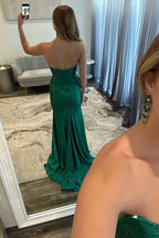 Sparkly Black Sweetheart Beaded Cutout Long Mermaid Prom Dress With Slit