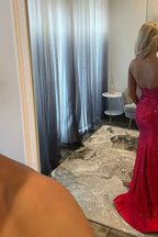 Sparkly Black Sweetheart Beaded Cutout Long Mermaid Prom Dress With Slit