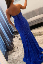 Sparkly Black Sweetheart Beaded Cutout Long Mermaid Prom Dress With Slit