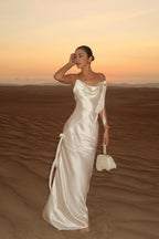 Spaghetti Strap Backless Mermaid Prom Dress With Pleated Hem