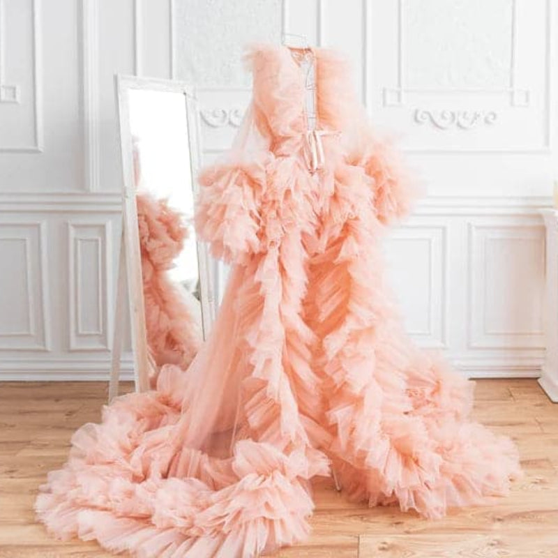 6108#Ruffle Maternity Dress Maternity Photoshoot Robes