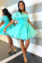 A-line One Shoulder Organza Homecoming Dress