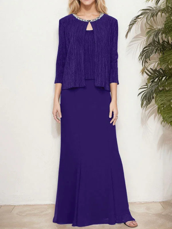 فستان مزيّف معدني من قطعتين مع سترة