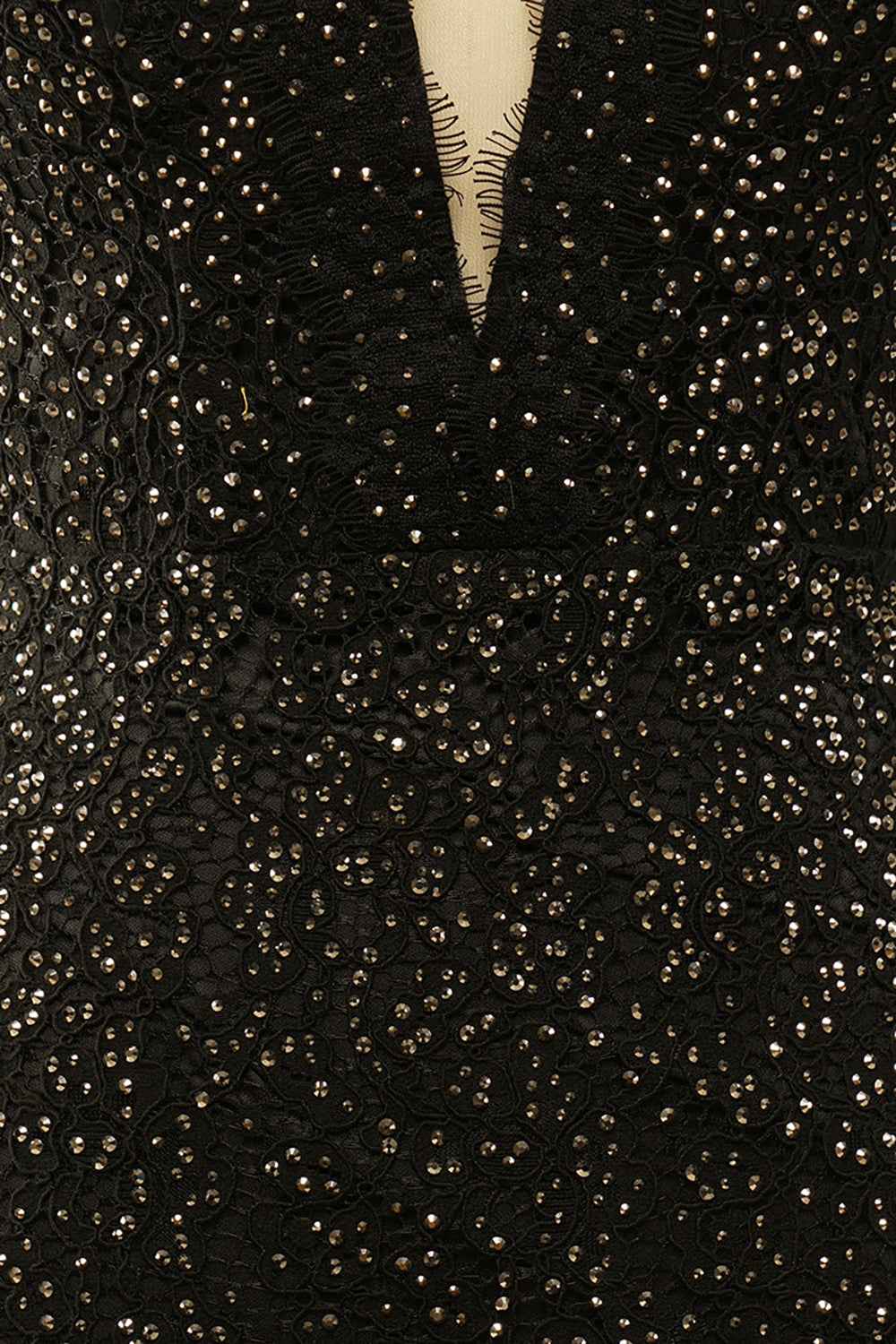 Elegant Black Lace Long Prom Dress With Glitter Rhinestones