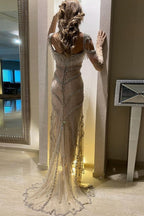 Bmbridal Floor Length Sleeveless Beaded Mermaid Prom Dress Sweetheart Neckline