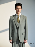 Completo da Sposa a Quadri Grigio Chiaro in 3 Pezzi per lo Sposo e i Testimoni