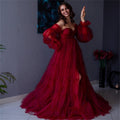 Oversized skirt fluffy soft yarn stitching maternity wear, sweetheart collar maternity party dress