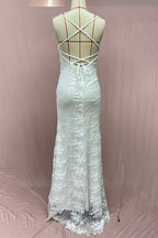 Robes de soirée patchwork dos nu en dentelle unie et sexy avec encolure en V (3 couleurs)