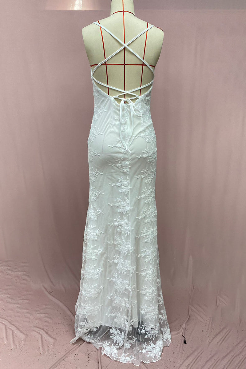 Abiti da sera sexy a tinta unita con schienale in pizzo, patchwork e scollatura a V (3 colori)