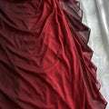 Abito lungo da sera in chiffon rosso sfumato lucente Y7489
