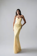 Long Sleeveless Strapless Mermaid Prom Dress With Pleated Sequins