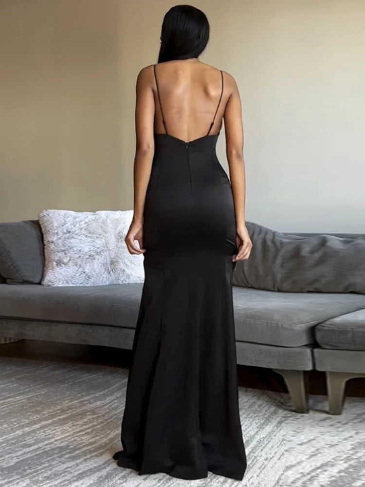 TARUXY Schlanke Kleider mit Seitenschlitzen für Frauen, Geburtstag, elegantes Sommerkleid mit Schleife, sexy rückenfreies Strandkleid für Damen 