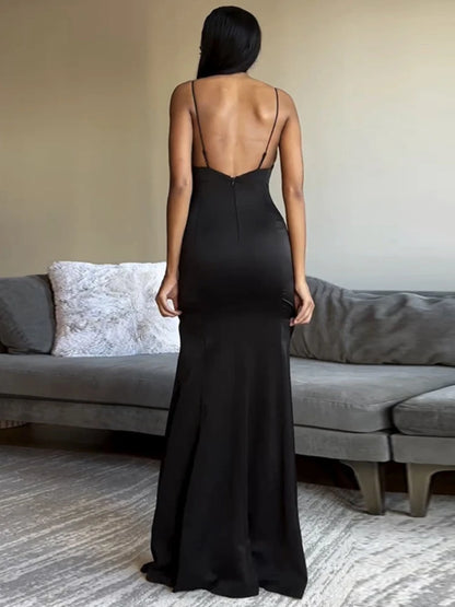 TARUXY Side Slits Slim Dresses For Women Birthday Elegant Bow Splice Sundress Ladies Sexy Backless Beach Women's Evening Dress