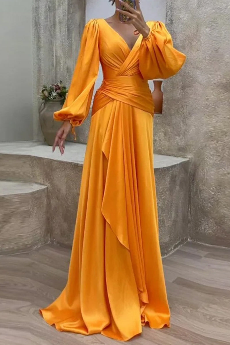 Abito da sera elegante con scollo a V e spalline incrociate solide