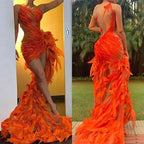 Bmbridal Orange Prom Tulle High Low Dress Sleeveless