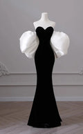 Vestido de noite preto de um ombro só, cauda de sereia de alta qualidade, vestido de baile de gala com temperamento, vestido de baile Y4382