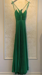 Robe de soirée verte longue plissée à nouer dans le dos Y4000