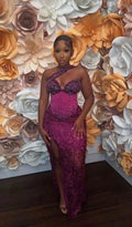 Robe de soirée élégante fourreau avec fente Robe de gala Y6535