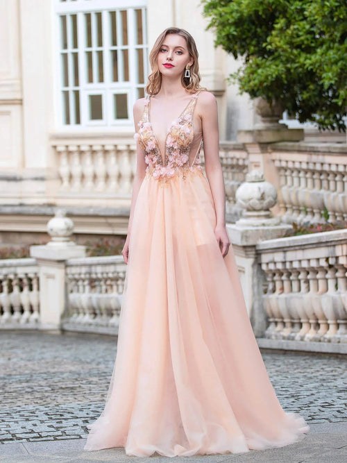 Abito da sera formale senza maniche, linea a, lussuoso, alla moda, sexy, con scollo a V, lungo fino a terra, per ballo di fine anno