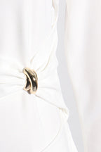 Elegante, solide Metall-Accessoires, Dekoration, Falten, O-Ausschnitt, Abendkleider (3 Farben) 