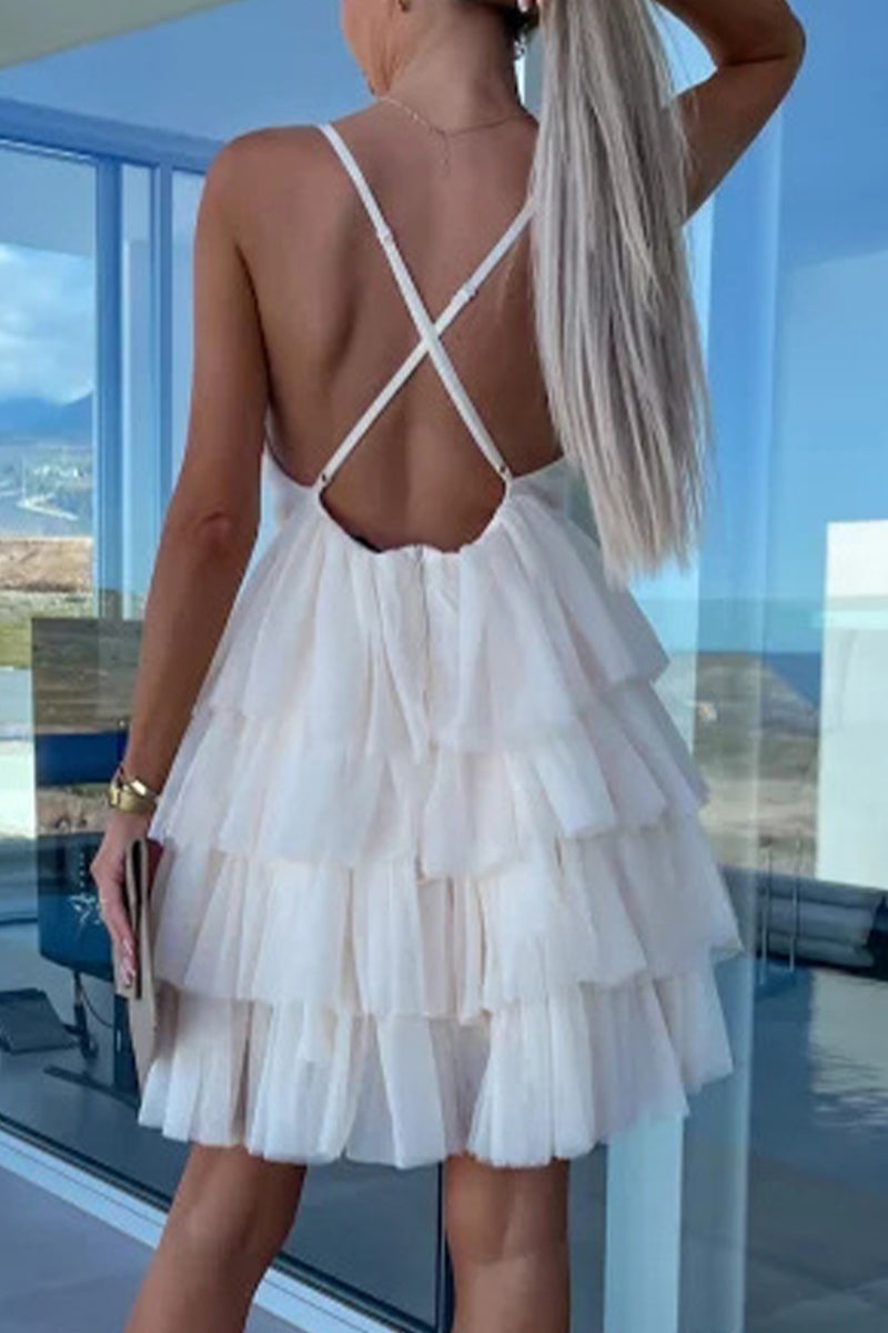 Sexy Süße Prominente Solide Rückenfreies V-Ausschnitt Abendkleid Kleider 