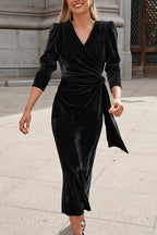 Nuevo vestido de tirantes de gasa y terciopelo de otoño e invierno. 