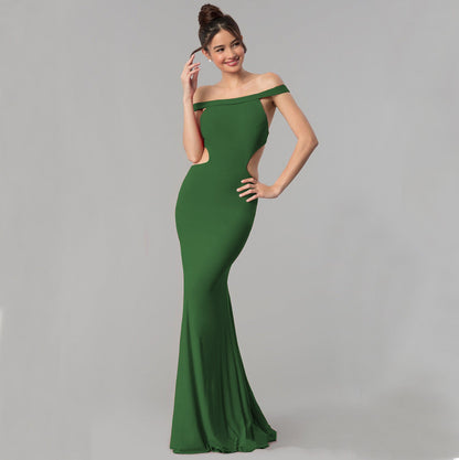Vestido de noche largo con hombros descubiertos para mujer: elegante vestido formal 