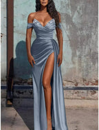 Adelaide | Robe de bal longue en satin sirène avec fente