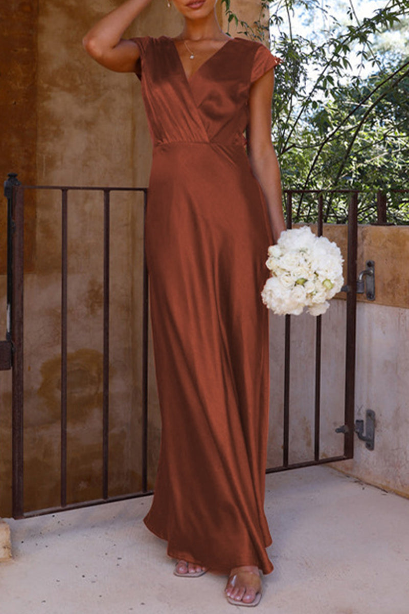 Prominente formelle solide V-Ausschnitt Abendkleider 