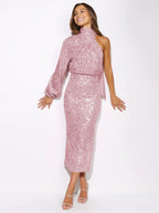 Vestido de mujer, diseño de ropa, bufanda, lentejuelas, vestido largo, discoteca, boda, vestido de noche 