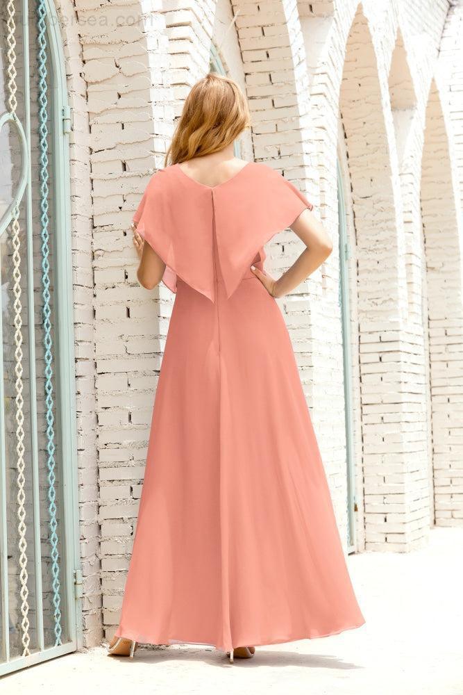 Robe de la Mère de la Mariée Grande Taille Col en V Longueur Solennelle Robe de Bal Formelle pour Invité de Mariage 28020