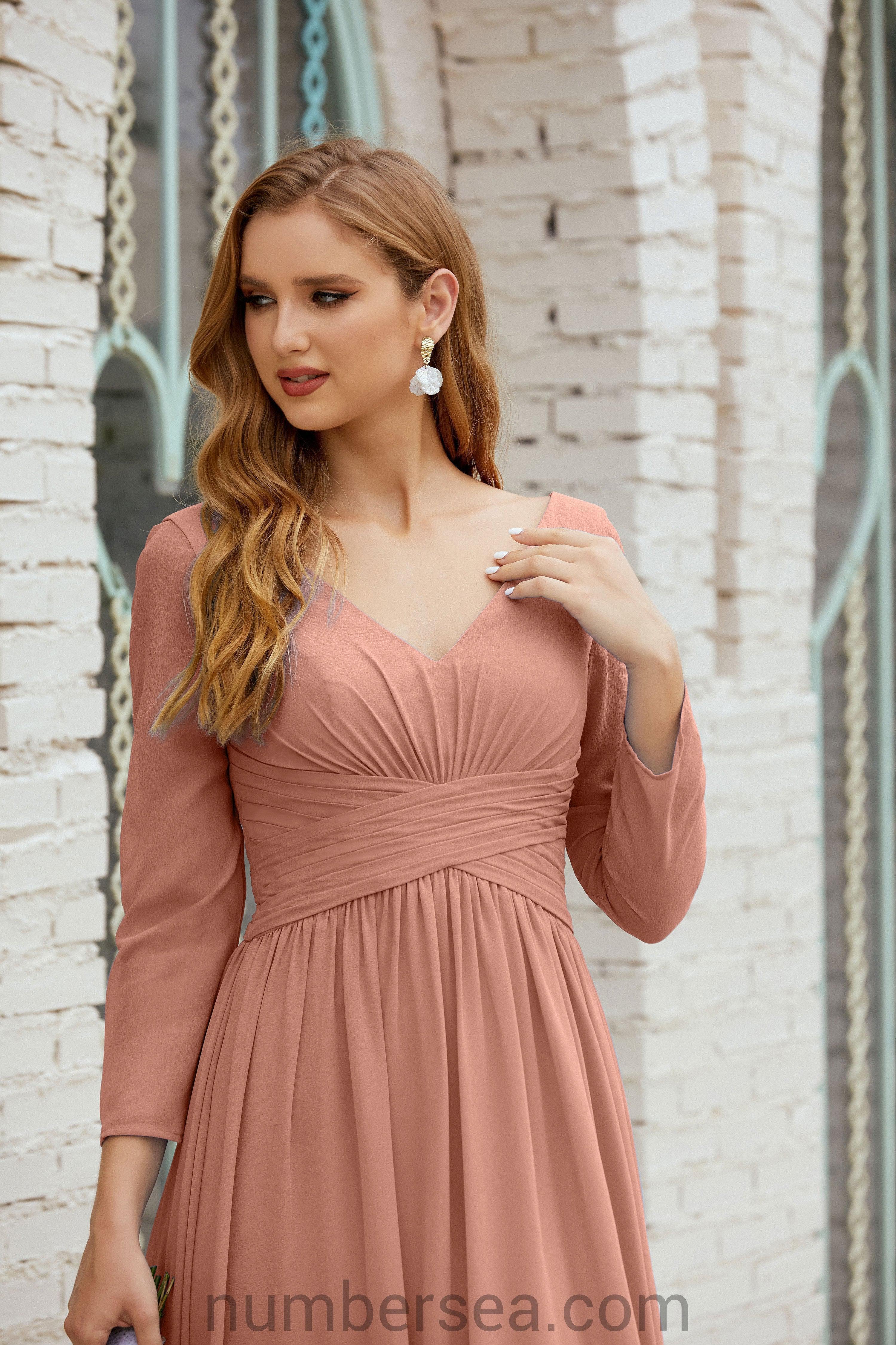 Abito da damigella Numbersea in chiffon, abito formale per festa, abito da sera 28016